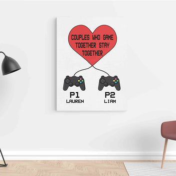 Couple Personalized Gift, Gaming Wall Art For Couples, Gamer Posters, Gamer Couple Gift, Game Room Decor, Couple Canvas, Gift For Game Lover