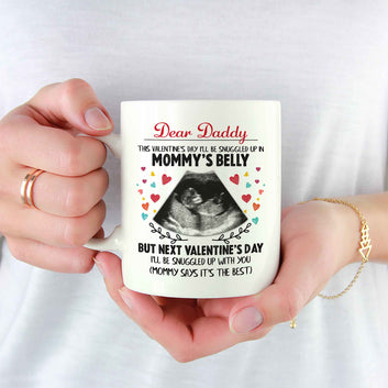 Personalized Sonogram Mug, Ultrasound Photo Gift Mug, Dear Daddy Mug, Pregnancy Announcement for Dad, Dad To Be Gift, New Dad Gift