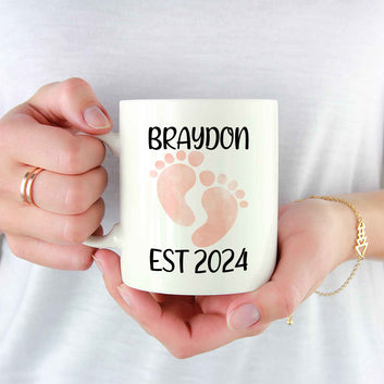 Personalized Footprint mug, Baby Footprint Mug, New Baby Gift, Baby Mug, Baby Born Announcement, New Parents Gifts, New Expecting Parent Gift