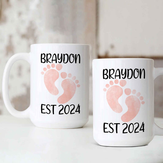 Personalized Footprint mug, Baby Footprint Mug, New Baby Gift, Baby Mug, Baby Born Announcement, New Parents Gifts, New Expecting Parent Gift