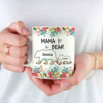 Personalized Mom Bear Mug, Mama Bear Mug, Momma Mug with Kids Names, Bear Family Cups, Mothers Day Gift, Mom Birthday Gift, Gift For Mom