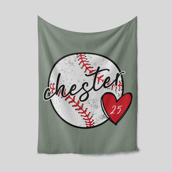 Personalized Name Blanket, Baseball Blanket, Softball Blanket, Sports Blanket, Heart Blanket, Best Gift Blanket For Softball Lover