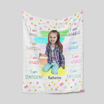 Personalized Kids Blanket, Kids Affirmations Blanket, Inspirational Baby Blanket, Custom Photo Blanket, Christian Blanket Gift, Gift for Birthday, Gift for Kids