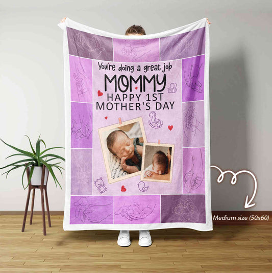 Personalized Baby Photo Blanket Collage, New Mom Blanket, First Mothers Day Gift, Gift for New Mom, Mommy and New Baby Gift, Gift For Mom