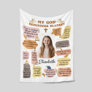 Personalized Religious Blanket With Photo, My God Reminders Blanket, Bible Verse Blanket, Custom Name Blanket, Meaningful Birthday Gifts