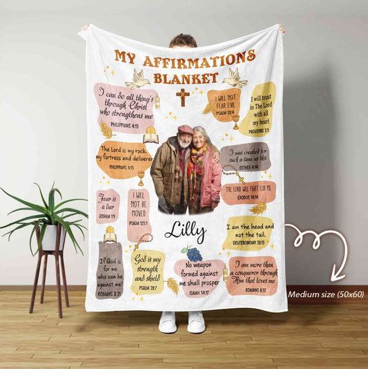 Custom Name Christian Blanket, My Affirmation Blanket, Custom Photo Blanket, Affirmation Christian Gift, Bible Verse Blanket, Meaningful Birthday Gifts