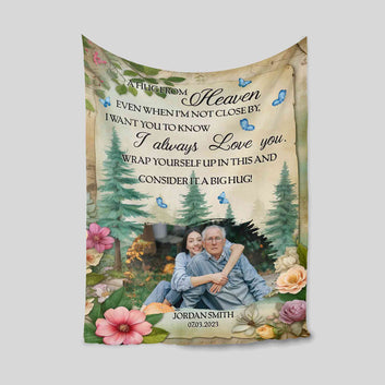 Personalized Memorial Blanket, A Hug From Heaven Blanket, Memorial Blanket, Custom Photo Blanket, Remembrance Gift, In Loving Memory Blanket