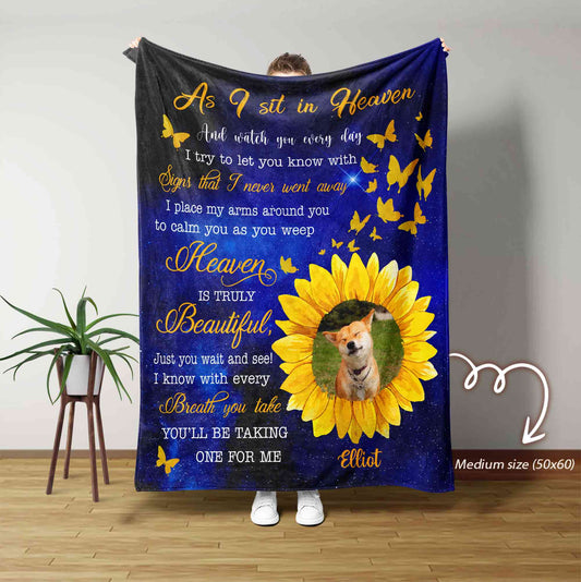 Personalized Pet Memorial Blanket, As I Sit In Heaven Blanket, Custom Pet Photo Collage, Pet Memorial Gift, Pet Loss Gift, Sympathy Gift