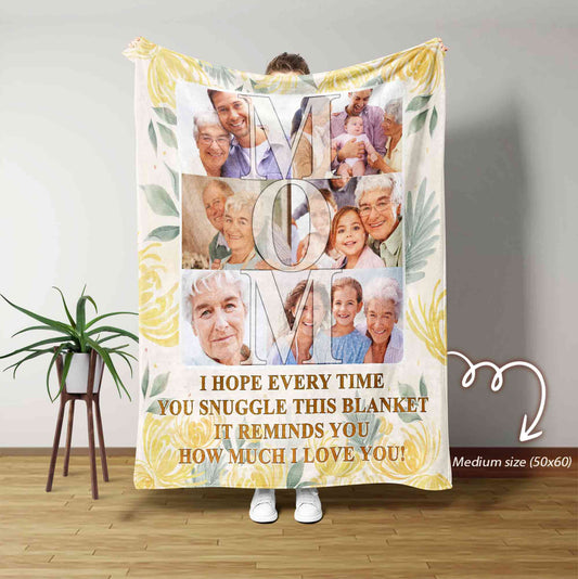 Personalized Mom Blanket, Grandma Blanket, Family Blanket, Custom Photos Blanket for Mother, Mothers Day Gift, Mom Birthday Gift, Gift for Mom