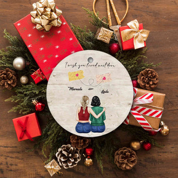 Personalized Bestie Ornament, Friendship Ornament, Sister Ornament, Best Friend Christmas Ornament, Christmas Gift For Besties, Custom Name Long Distance Gift