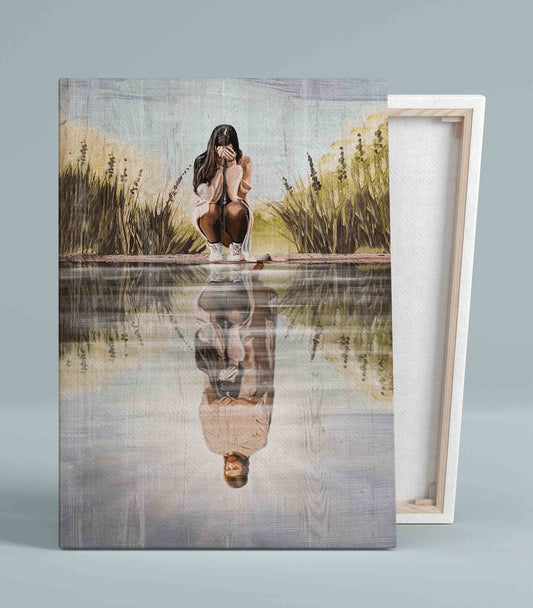 Beautiful Girl By The River Canvas, Asking God For Forgiveness Canvas, Jesus Canvas, Christian Wall Art Canvas, Canvas Wall Decor, Gift Canvas