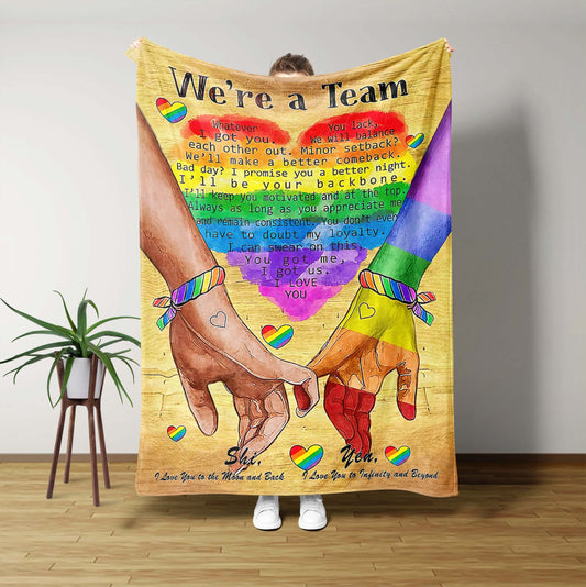 We're A Team Blanket, Personalized Name Blanket, Custom Blanket, LGBT Blanket, Couple Blanket