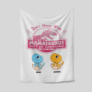 Don't Mess With Mamasaurus Blanket, Mama Blanket, Dinosaur Blanket, Custom Name Blanket, Family Blanket