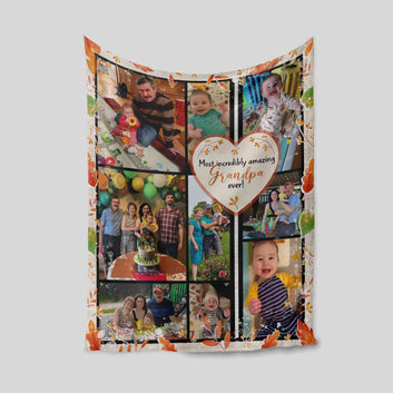 Most Incredibly Amazing Grandpa Ever Blanket, Custom Photo Blanket,Personalized Picture Blanket, Family Blanket
