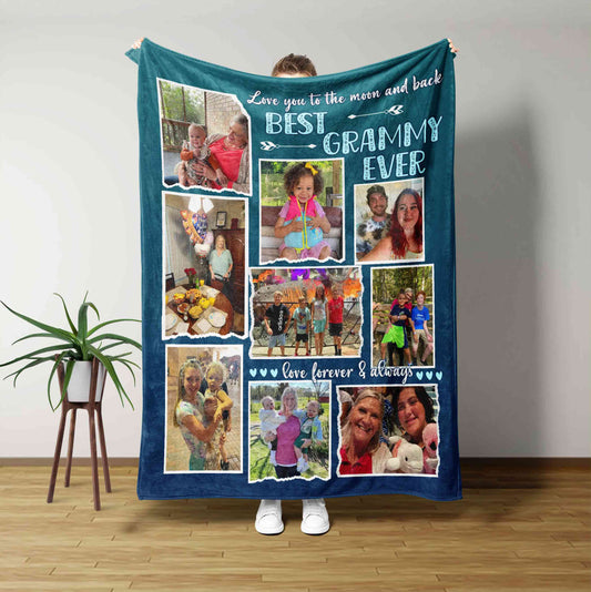 Best Grammy Ever Blanket, Custom Photo Blanket, Personalized Picture Blanket, Family Blanket
