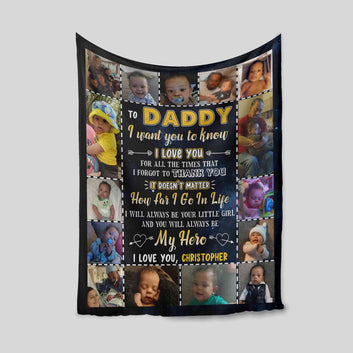 To Daddy Blanket, Custom Photo Blanket, Personalized Picture Blanket, Father's Day Blanket, Gift Blanket, Family Blanket