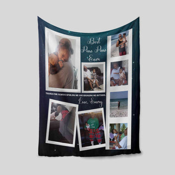 Personalized To Grandpa Blanket, Best Paw Paw Ever Blanket, Custom Photo Blanket, Gift Blanket