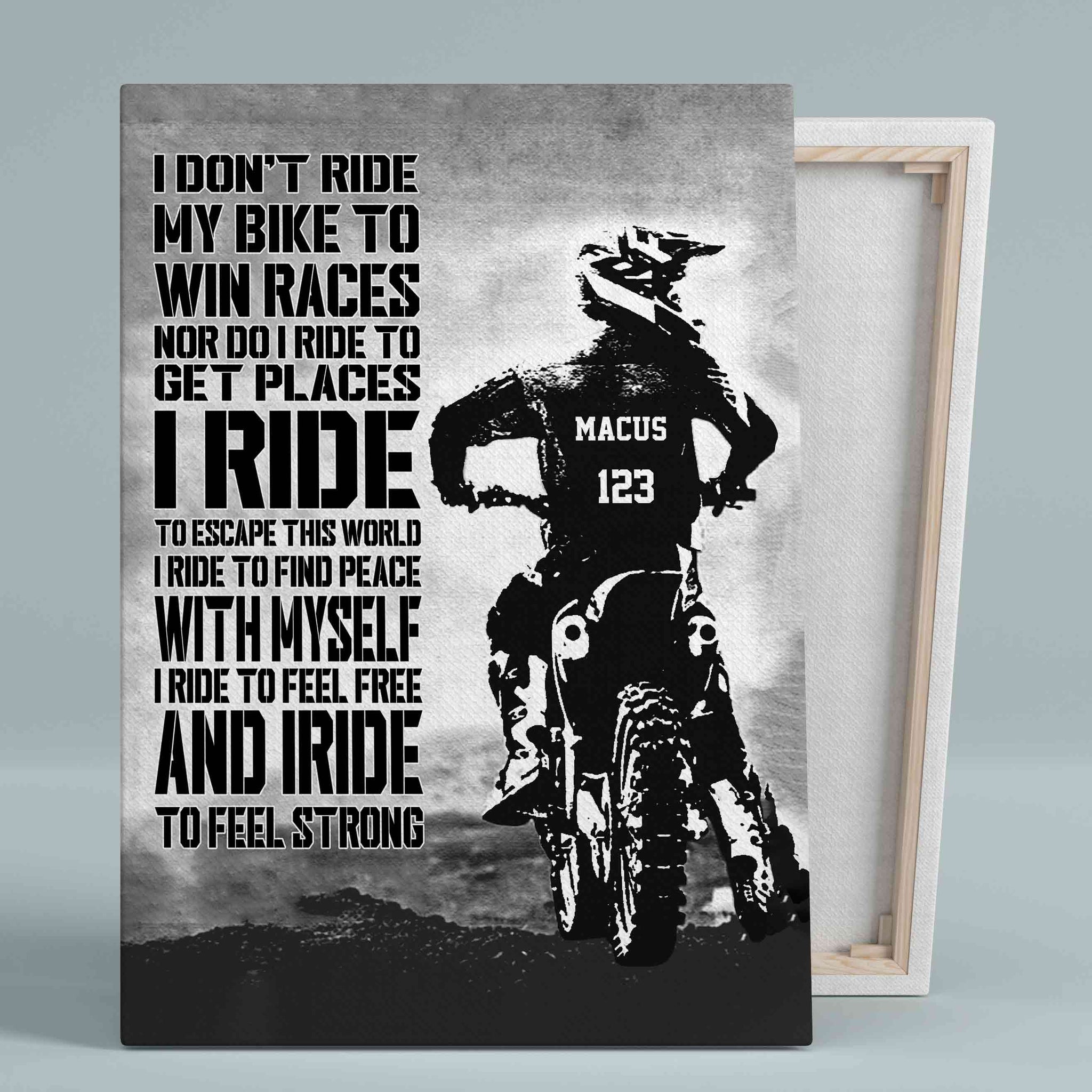 I Don't Ride My Bike To Win Races Canvas, Motorcycle Canvas, Dirt Bike Canvas, Motorbike Posters, Custom Name Canvas, Motorcycle Lover Gifts