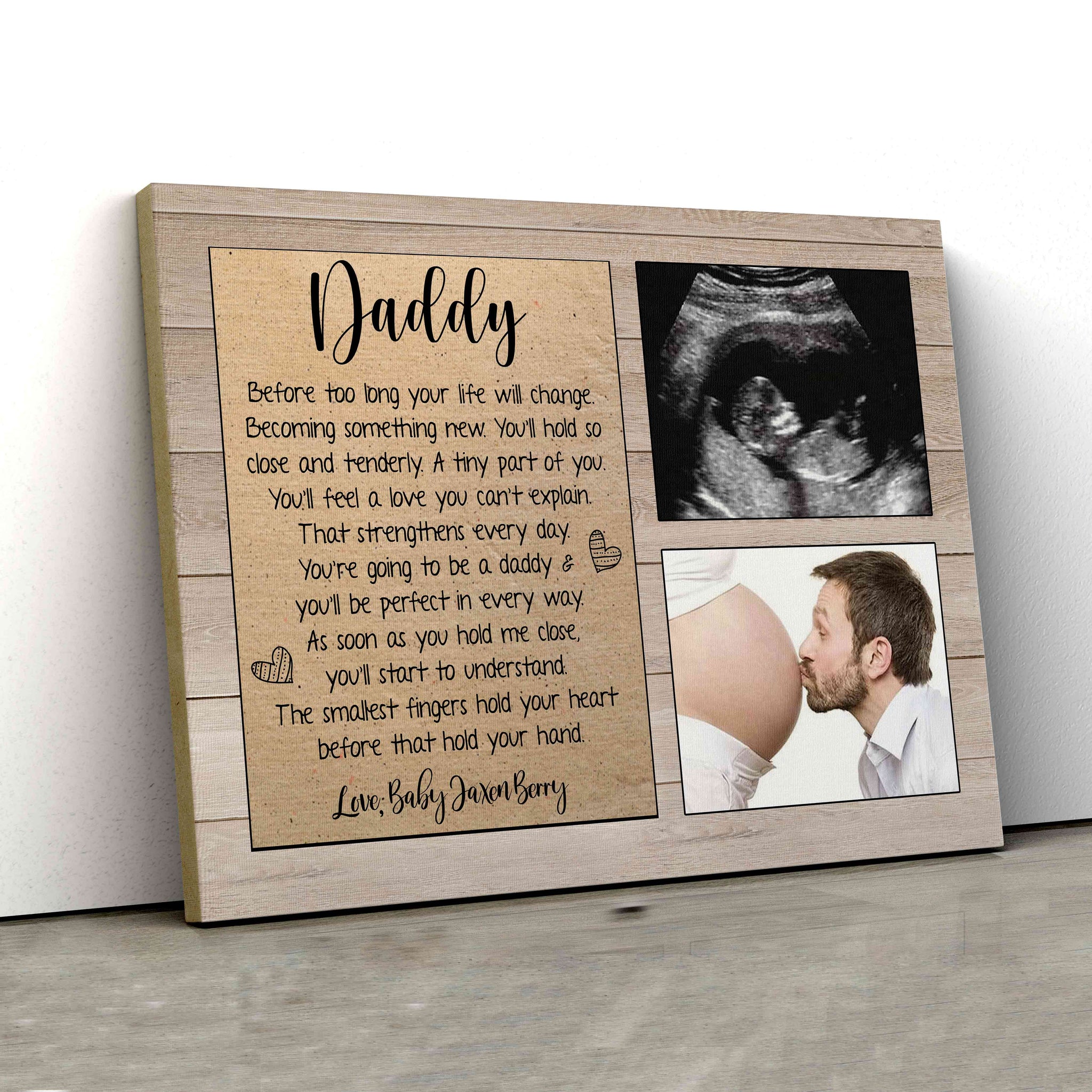 Daddy Canvas, Ultrasound Canvas, Father Canvas, Family Canvas, Custom Name Canvas, Custom Image Canvas