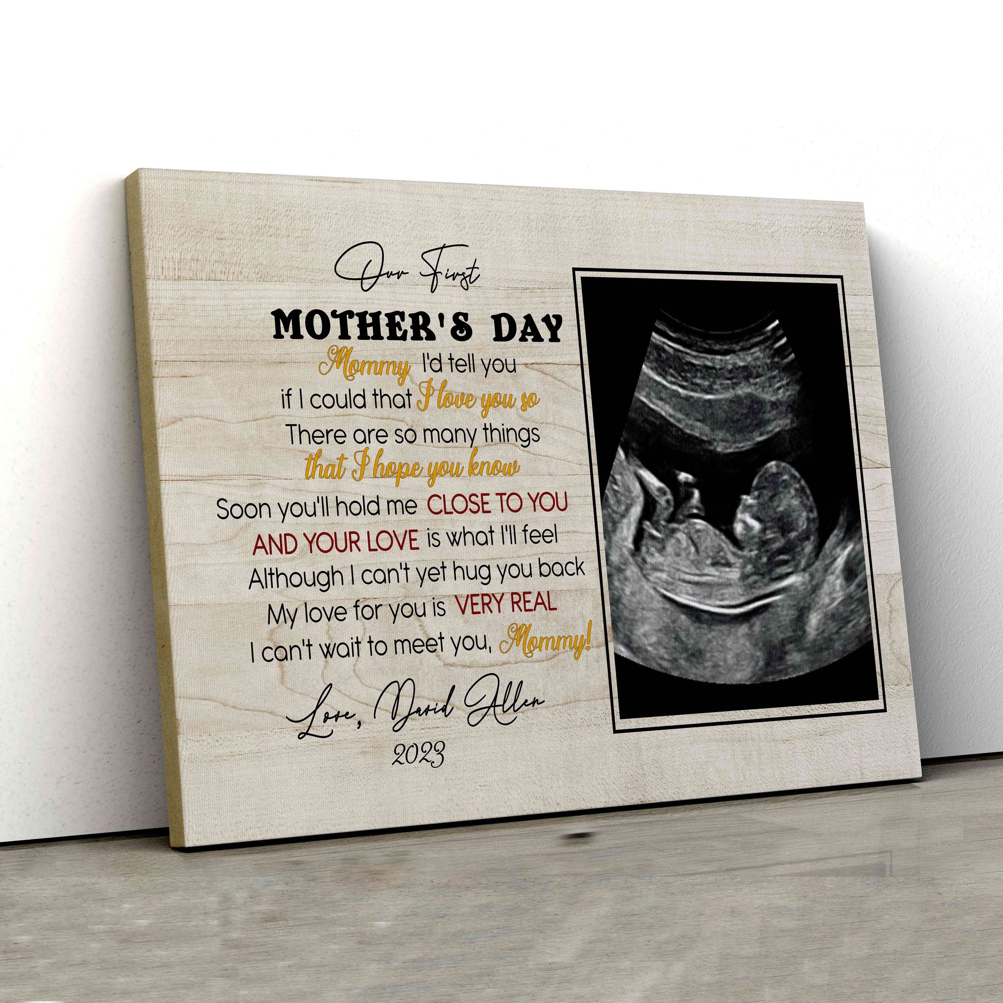Our First Mother's Day Canvas, Ultrasound Canvas, Family Canvas, Custom Image Canvas, Custom Name Canvas, Canvas Wall Art