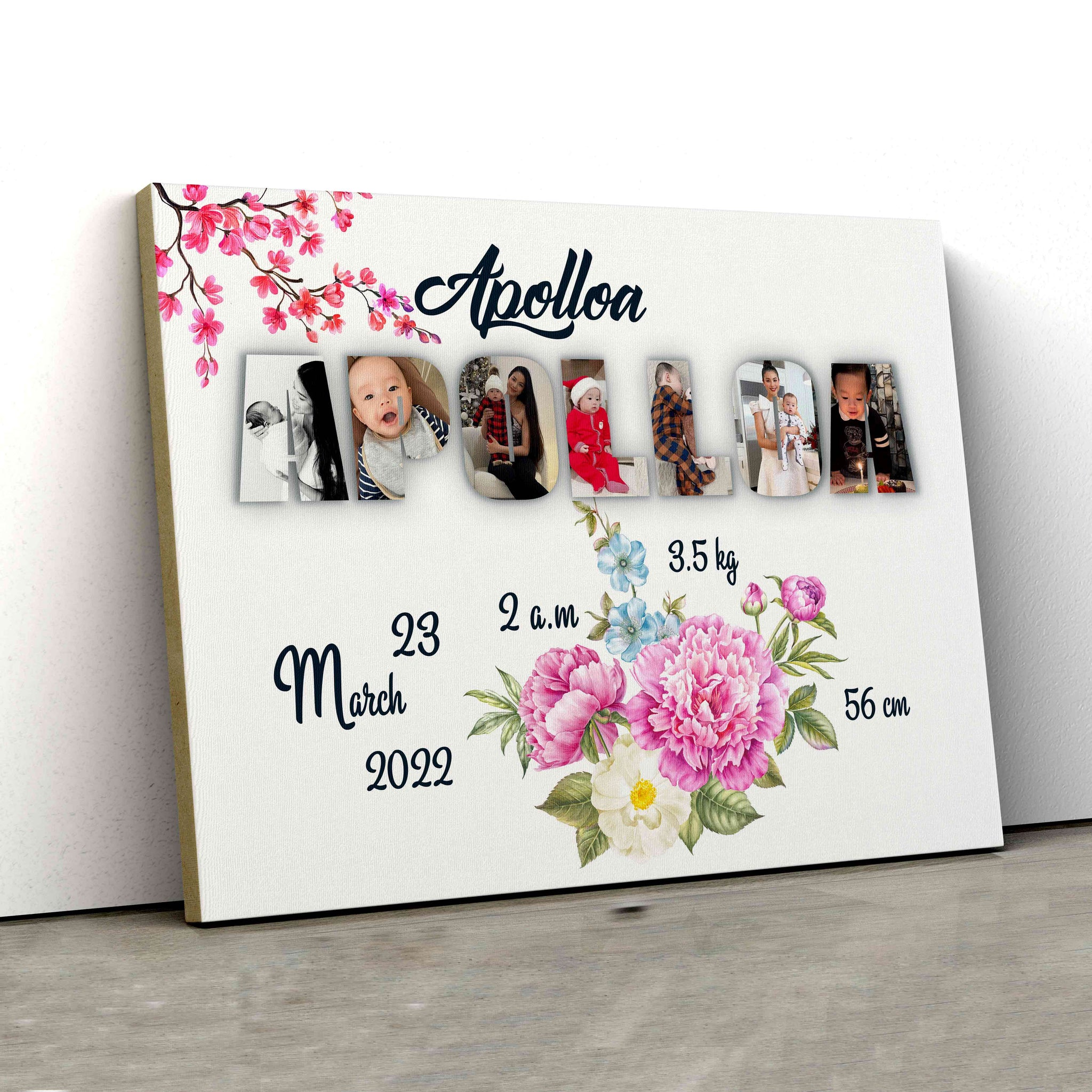 Personalized Canvas Birth Announcement Nursery, Baby Canvas, Custom Name Canvas, Custom Image Canvas, Canvas For Baby