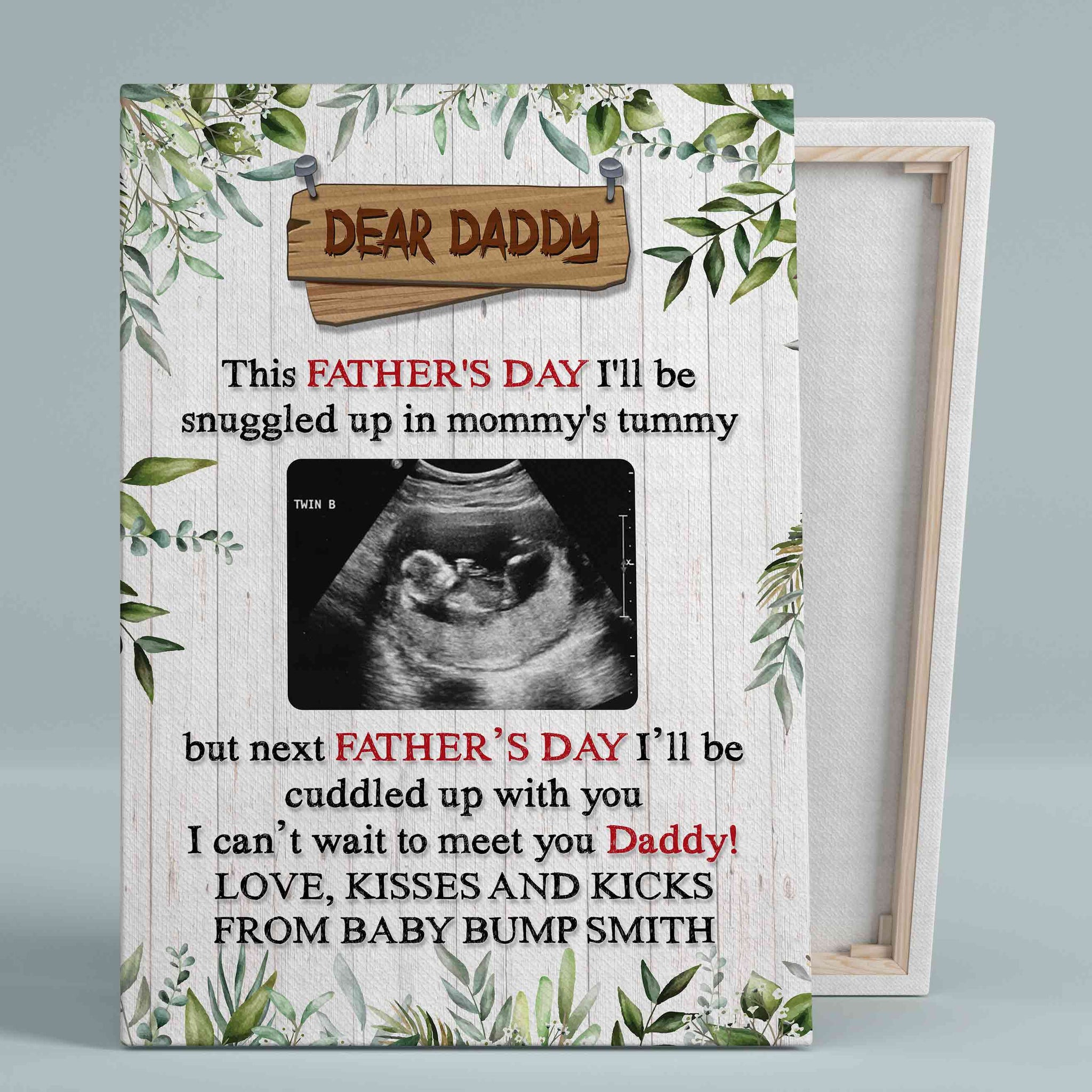 Daddy Canvas, Father's Day Canvas for Dad, Best Gift Ideas For Fathers, Custom Ultrasound Photo Canvas, Gift for New Dad, First Fathers Day Gifts