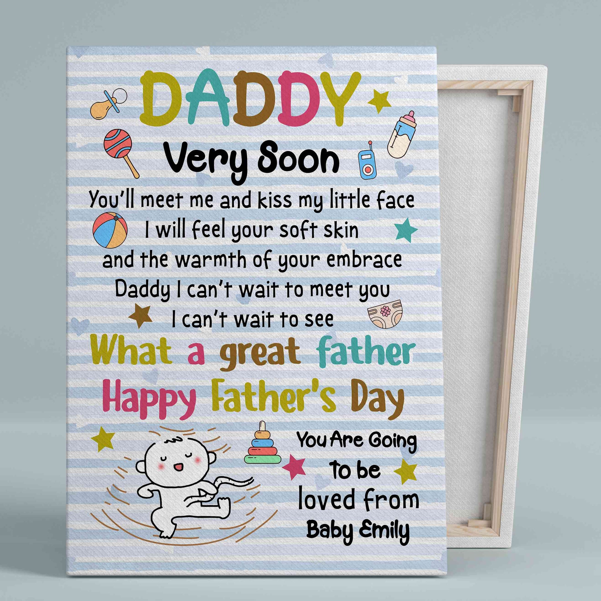 Personalized Daddy Canvas, Fathers Day Gift Idea, First Father's Day Canvas, New Dad Gift, Gift Canvas from Baby