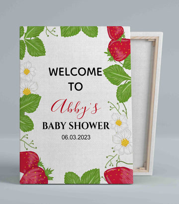 Welcome To Baby Shower Canvas, Baby Show Canvas, Strawberry Canvas, Custom Baby Canvas, Best Gift Canvas For Baby