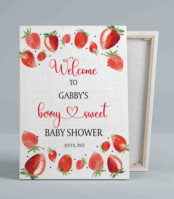 Baby Shower Canvas, Welcome To Baby Shower Canvas, Baby Canvas, Strawberry Canvas, Custom Baby Canvas, Best Gift Canvas For Baby