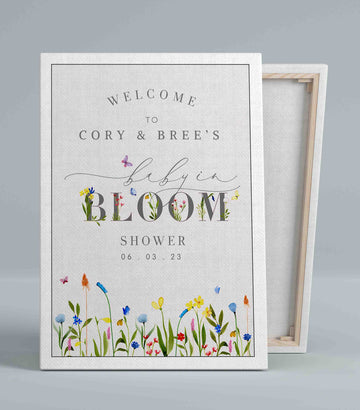 Welcome To Baby In Bloom Shower Canvas, Baby Shower Canvas, Baby Canvas, Custom Baby Canvas, Best Gift Canvas For Baby