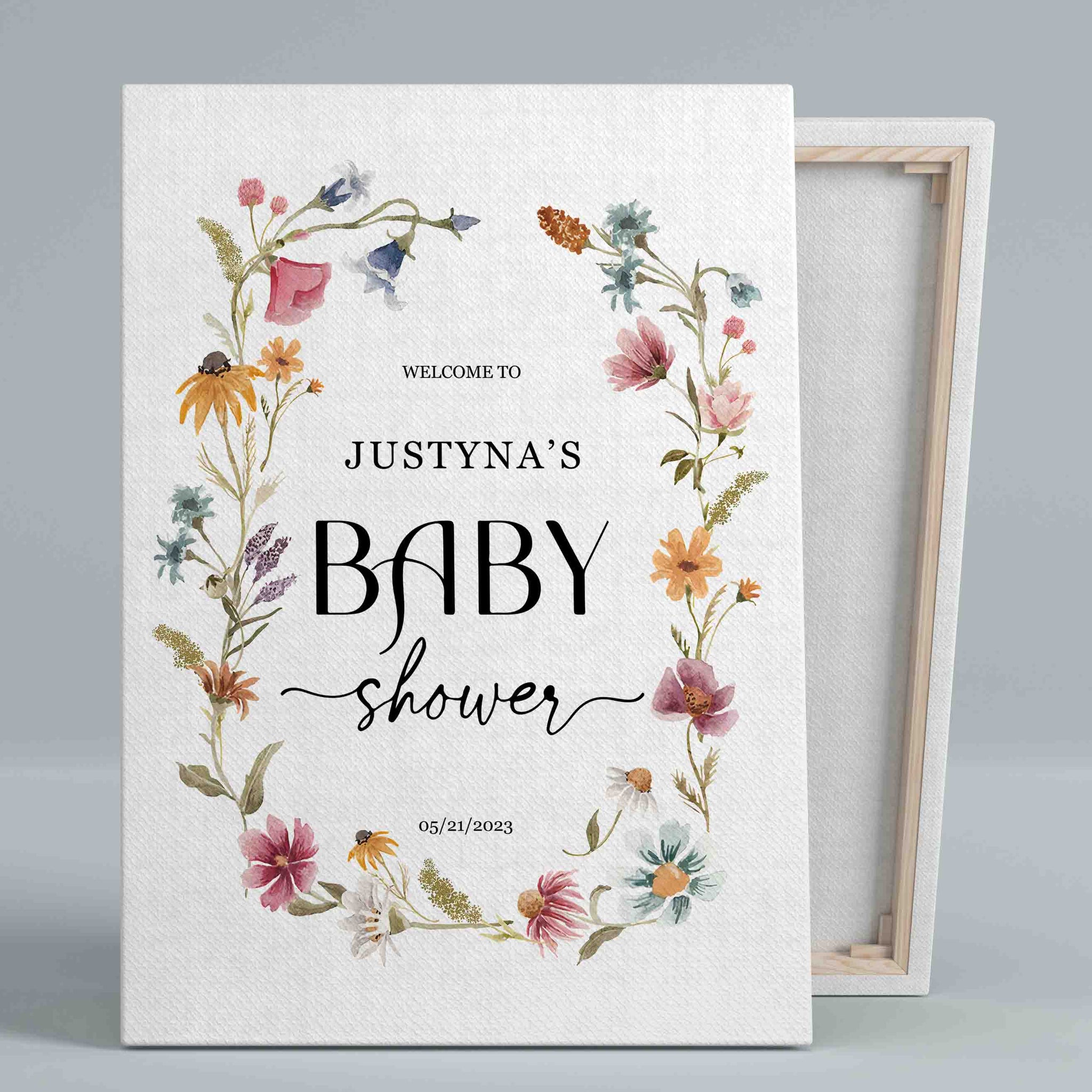 Welcome To Baby Shower Canvas, Baby Shower Canvas, Baby Canvas, Flower Canvas, Custom Baby Canvas, Best Gift Canvas For Baby