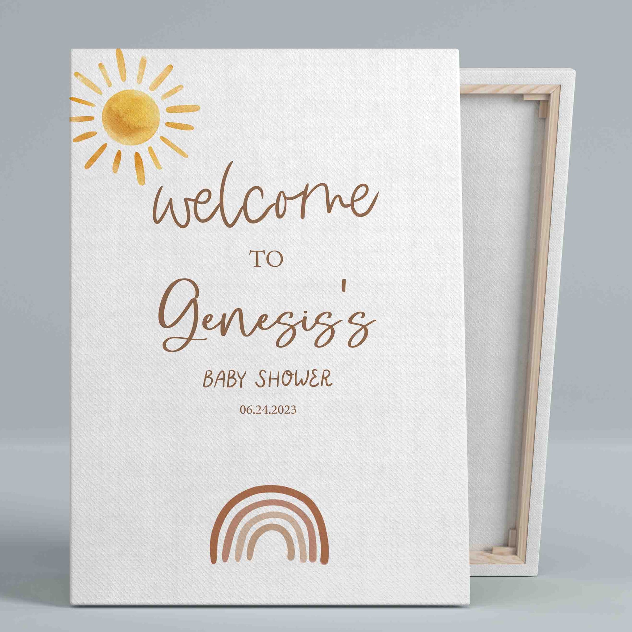 Welcome To Baby Shower Canvas, Boho Rainbow Canvas, Baby Shower Canvas, Custom Baby Canvas, Best Gift Canvas For Baby