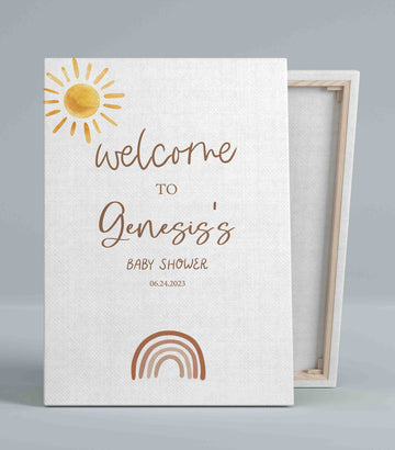 Welcome To Baby Shower Canvas, Boho Rainbow Canvas, Baby Shower Canvas, Custom Baby Canvas, Best Gift Canvas For Baby