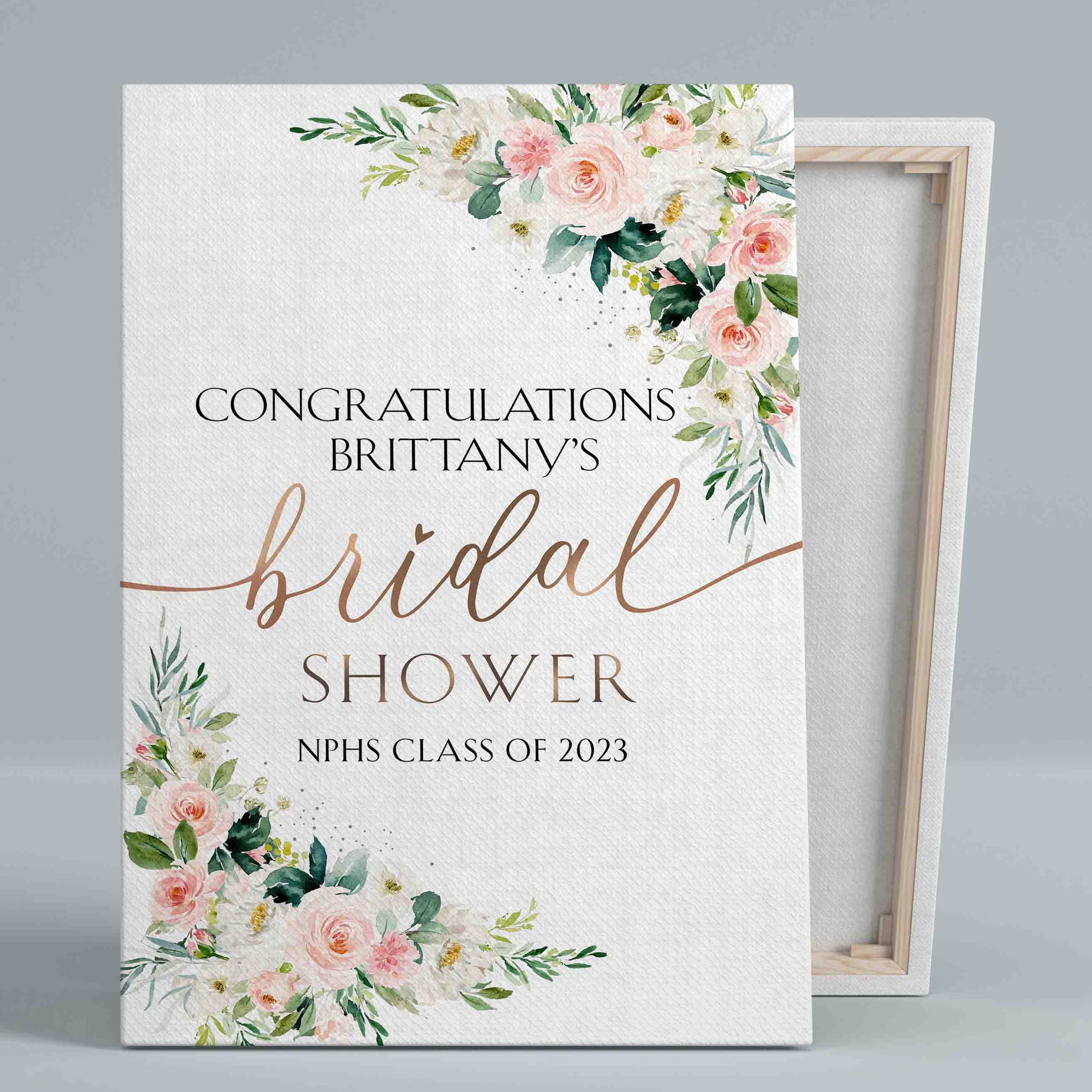 Congratulations Bridal Shower Canvas, Bridal Shower Canvas, Custom Name Canvas, Rose Canvas, Best Gift Canvas For Bridal Shower