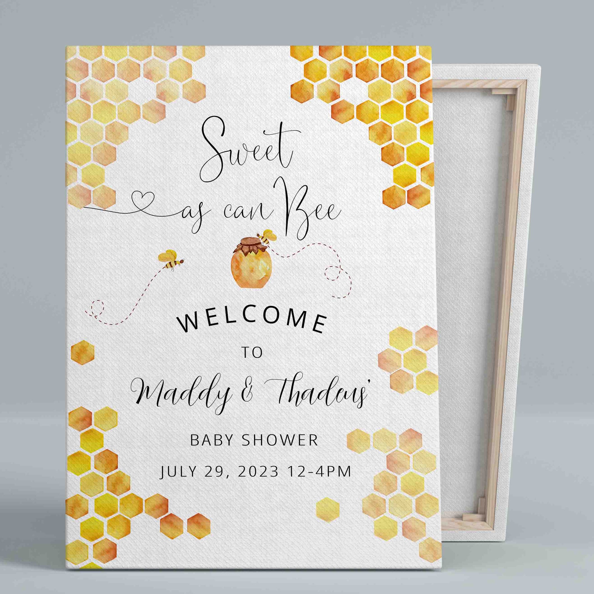 Welcome To Baby Shower Canvas, Bee Canvas, Baby Shower Canvas, Custom Baby Canvas, Baby Canvas, Best Gift Canvas For Baby