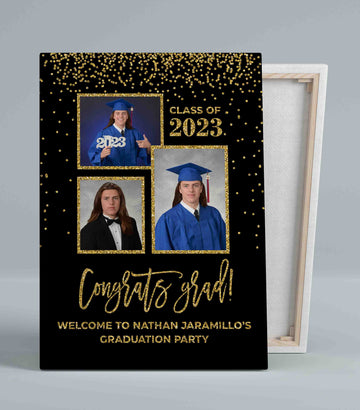 Welcome To Graduation Party Canvas, Congratulation Canvas, Graduation Party Canvas, Custom Image Canvas, Custom Name Canvas