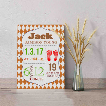 Personalized Birth Stats Sign, Birth Announcement Canvas, Custom Baby Name, Date, Weight Stats, Newborn Baby Girl Boy Gift, Baby Gift, Boys Girls Wall Art
