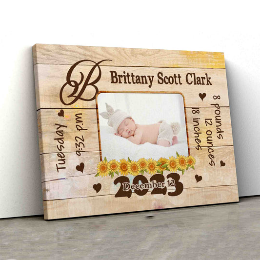 Personalized Baby Canvas, Birth Announcement Canvas, Baby Birth Stats Canvas, Newborn Poster, Custom Photo Canvas, Baby Gift, New Mom Gift