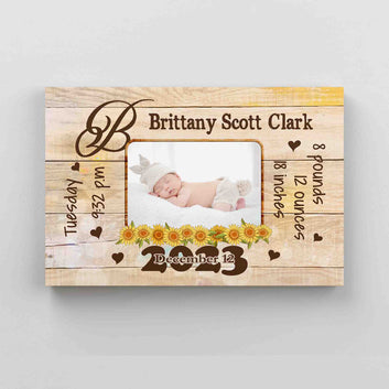Personalized Baby Canvas, Birth Announcement Canvas, Baby Birth Stats Canvas, Newborn Poster, Custom Photo Canvas, Baby Gift, New Mom Gift