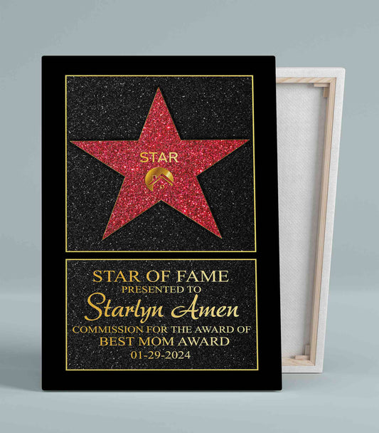 Personalized Star of Fame Canvas, Star Of Fame Name Poster, Mom Canvas, Walk Of Fame Award Wall Art, Mothers Day Gift, Family Gift, Gift for Mom
