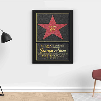 Personalized Star of Fame Canvas, Star Of Fame Name Poster, Mom Canvas, Walk Of Fame Award Wall Art, Mothers Day Gift, Family Gift, Gift for Mom