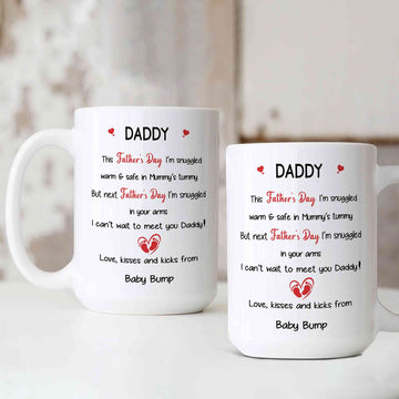 Father's Day Mug, Daddy Mug, Baby Bump Mug, Family Mug, Custom Name Mug, Gift Mug For Father