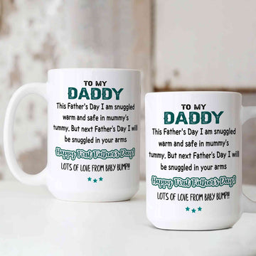 Happy First Father's Day Mug, Daddy Mug, Family Mug, Custom Name Mug, Gift Mug For Father