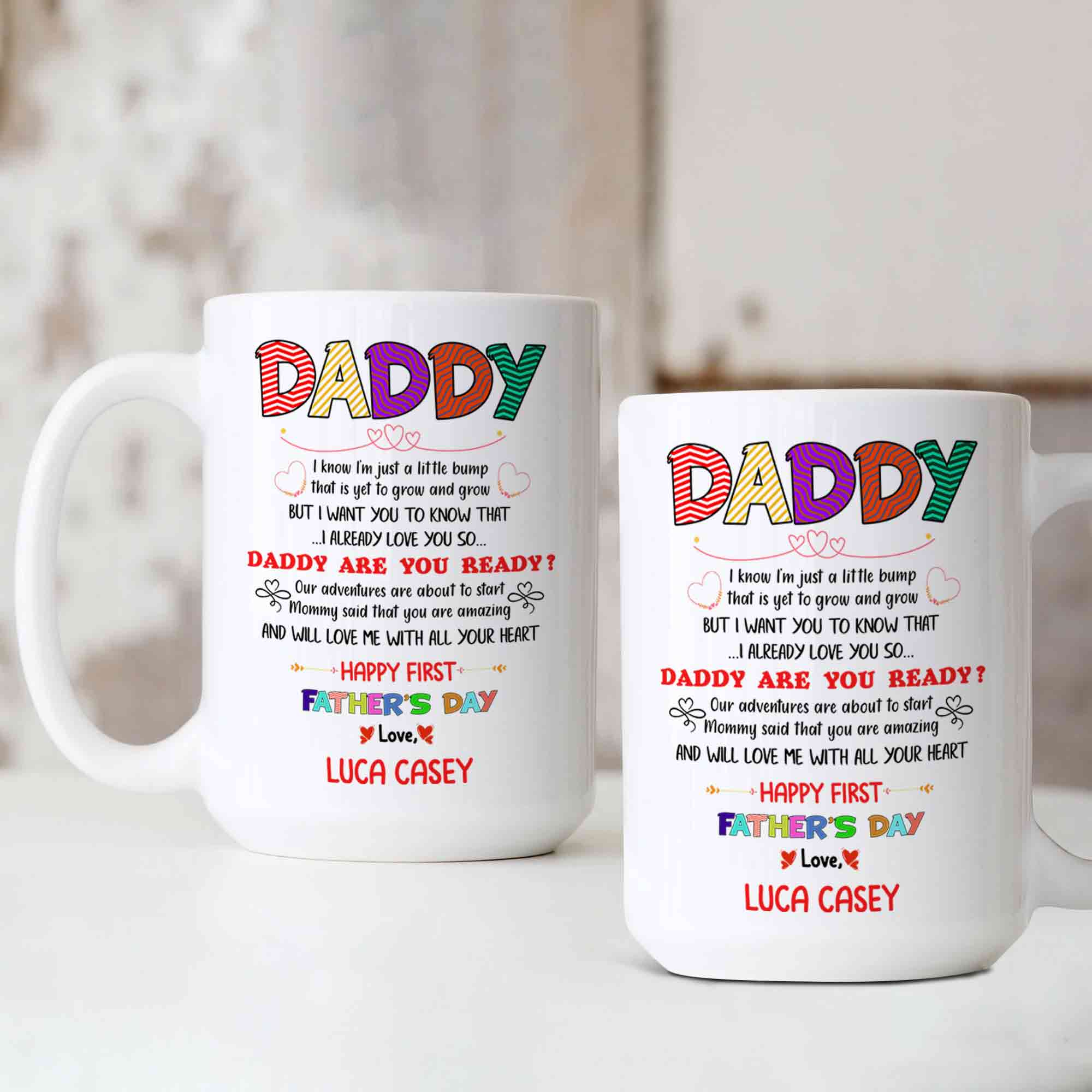 Daddy Mug, Happy Father's Day Mug, Family Mug, Custom Name Mug, Gift Mug For Father