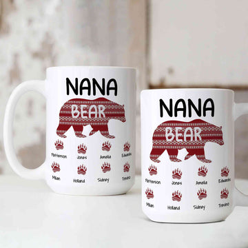 Grandma Mug, Bear Mug, Animal Mug, Family Mug, Grandma Mug, Custom Name Mug, Gift Mug For Grandma