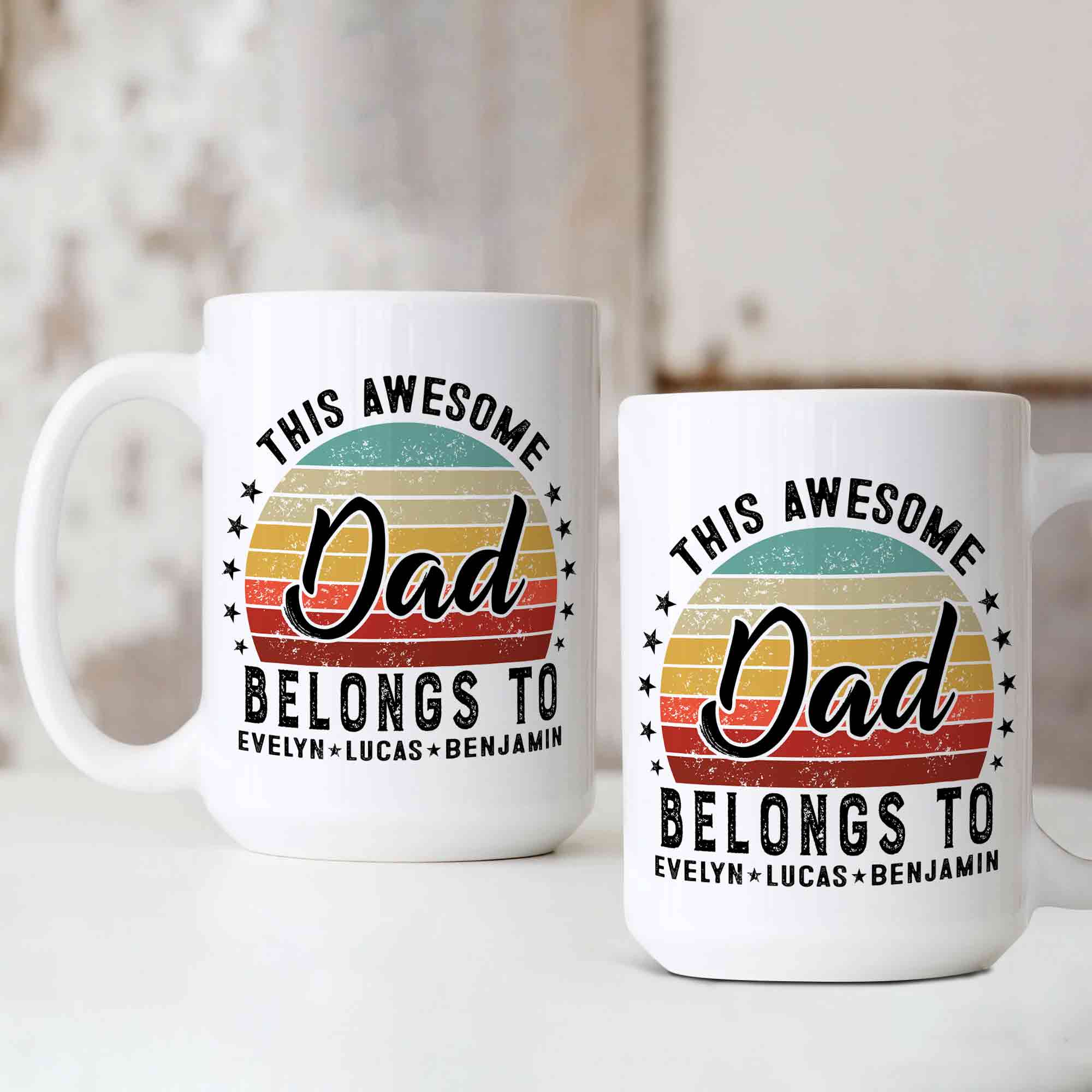 This Awesome Dad Belongs To Mug, Father Mug, Family Mug, Custom Name Mug, Gift For Father, Father Gift
