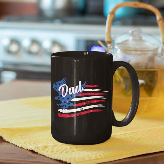 Dad Mug, Custom American Flag Dad Mug, Fathers Day Mug, Fathers Day Gift, Patriotic Coffee Mug for Dad, Dad Coffee Mug, Customized Text Mug