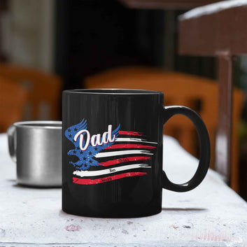 Dad Mug, Custom American Flag Dad Mug, Fathers Day Mug, Fathers Day Gift, Patriotic Coffee Mug for Dad, Dad Coffee Mug, Customized Text Mug