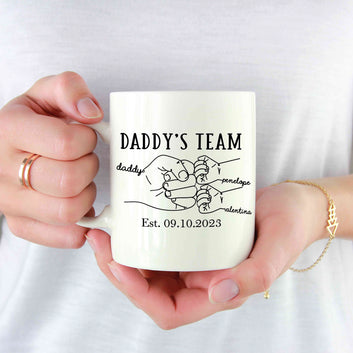 Daddy's Team Mug, Personalized Name Mug, Gift For Fathers Day, Gifts For Him, Family Gift for Papa from Kids, Custom Grandpa Mug, Dad Mug