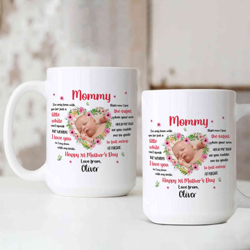 First Mother's Day Gift, New Mom Gift Mug, 1st Mother's Day Mug, Personalized Photo Of Baby Mug, New Baby Photo, Custom Name Mug